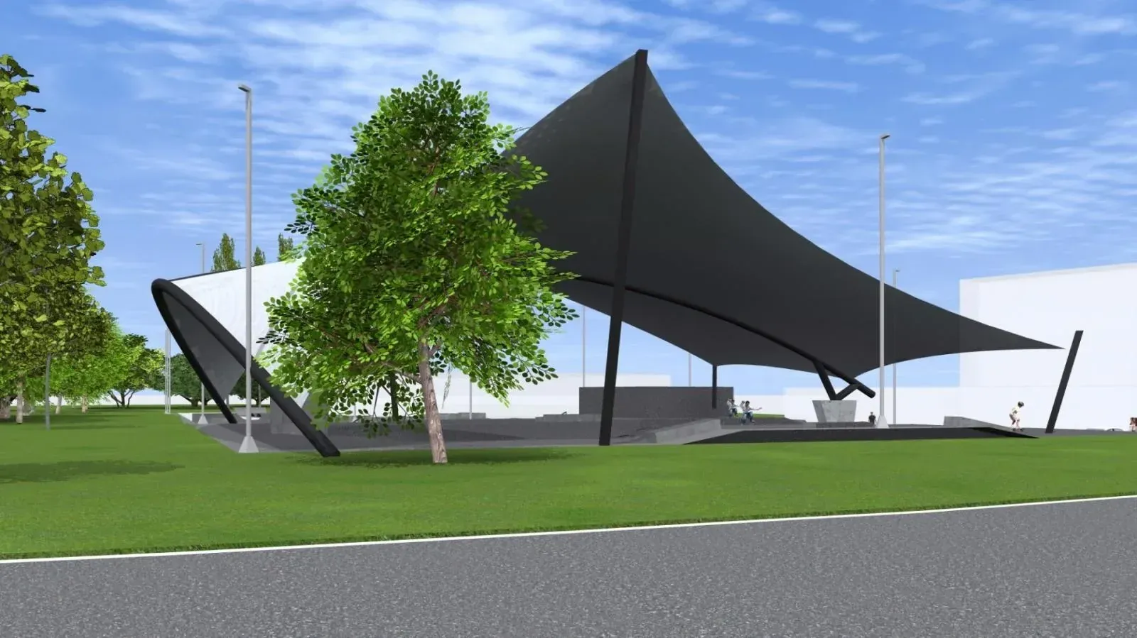 Projekt koncepcyjny zadaszenia skateparku w Piasecznie — PVC — Piaseczno, Polska
