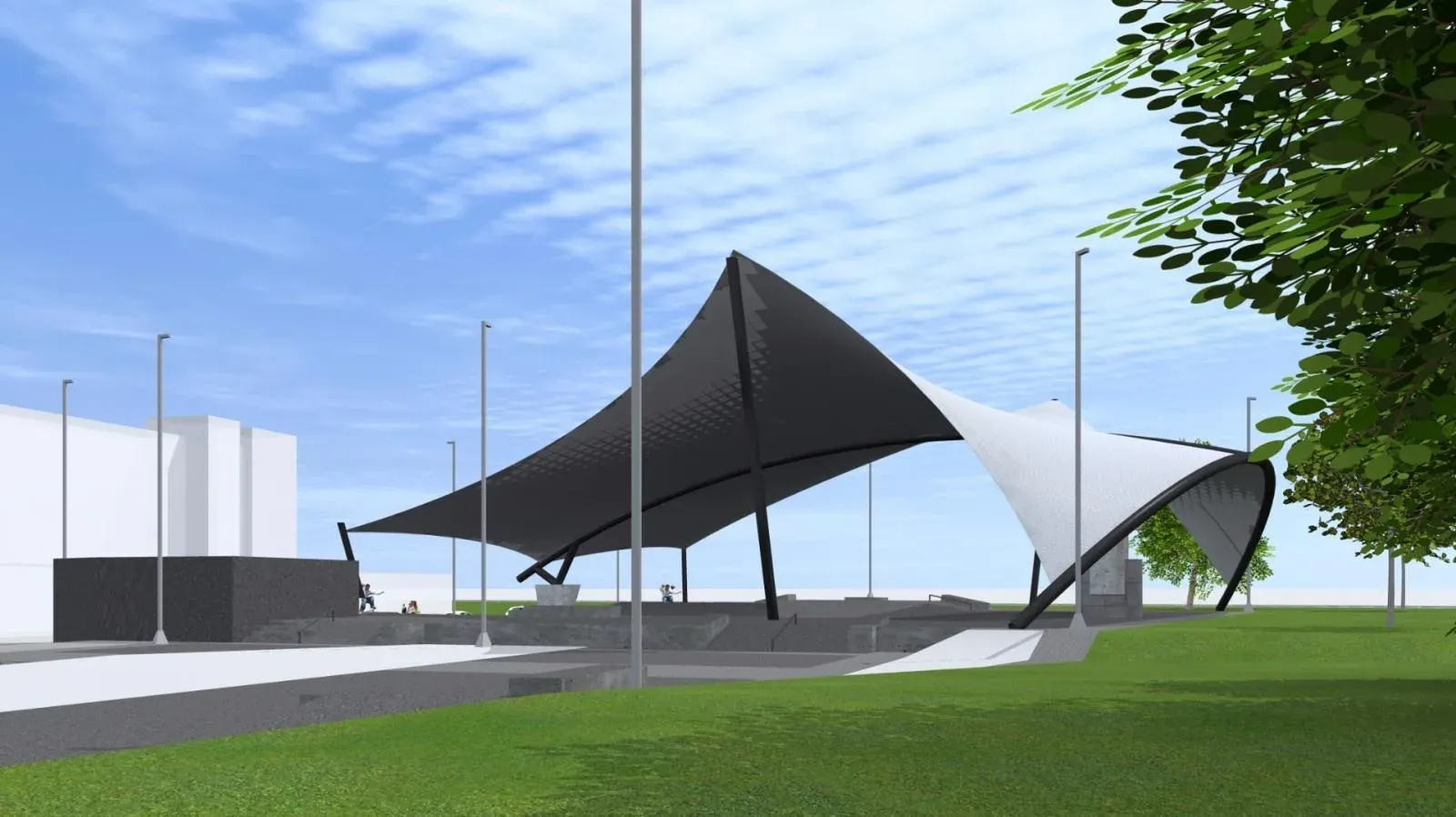 Projekt koncepcyjny zadaszenia skateparku w Piasecznie — 2