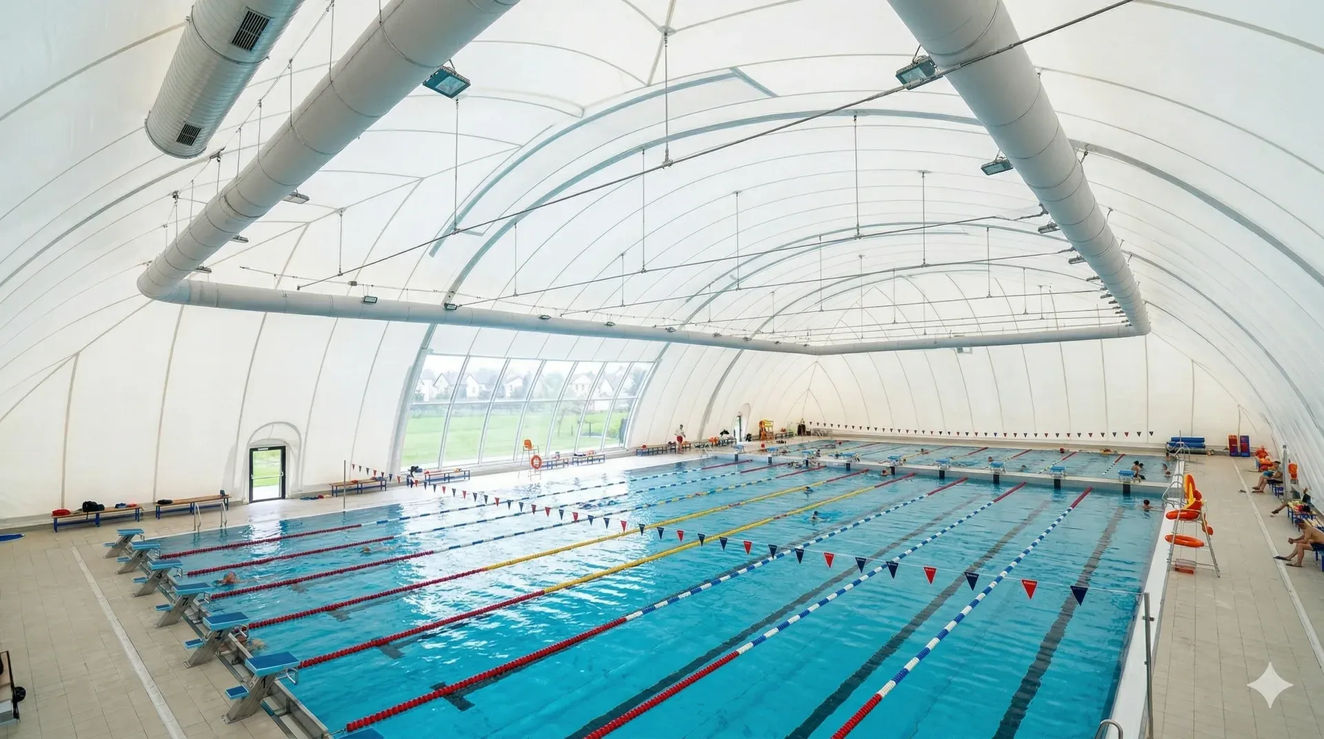 Hala pneumatyczna nad basenem odkrytym